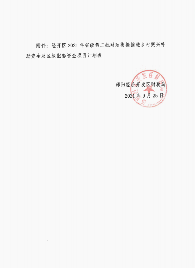关于下达2021年省级第二批财政衔接推进乡村振兴补助资金及区级配套资金项目计划的通知(图1)